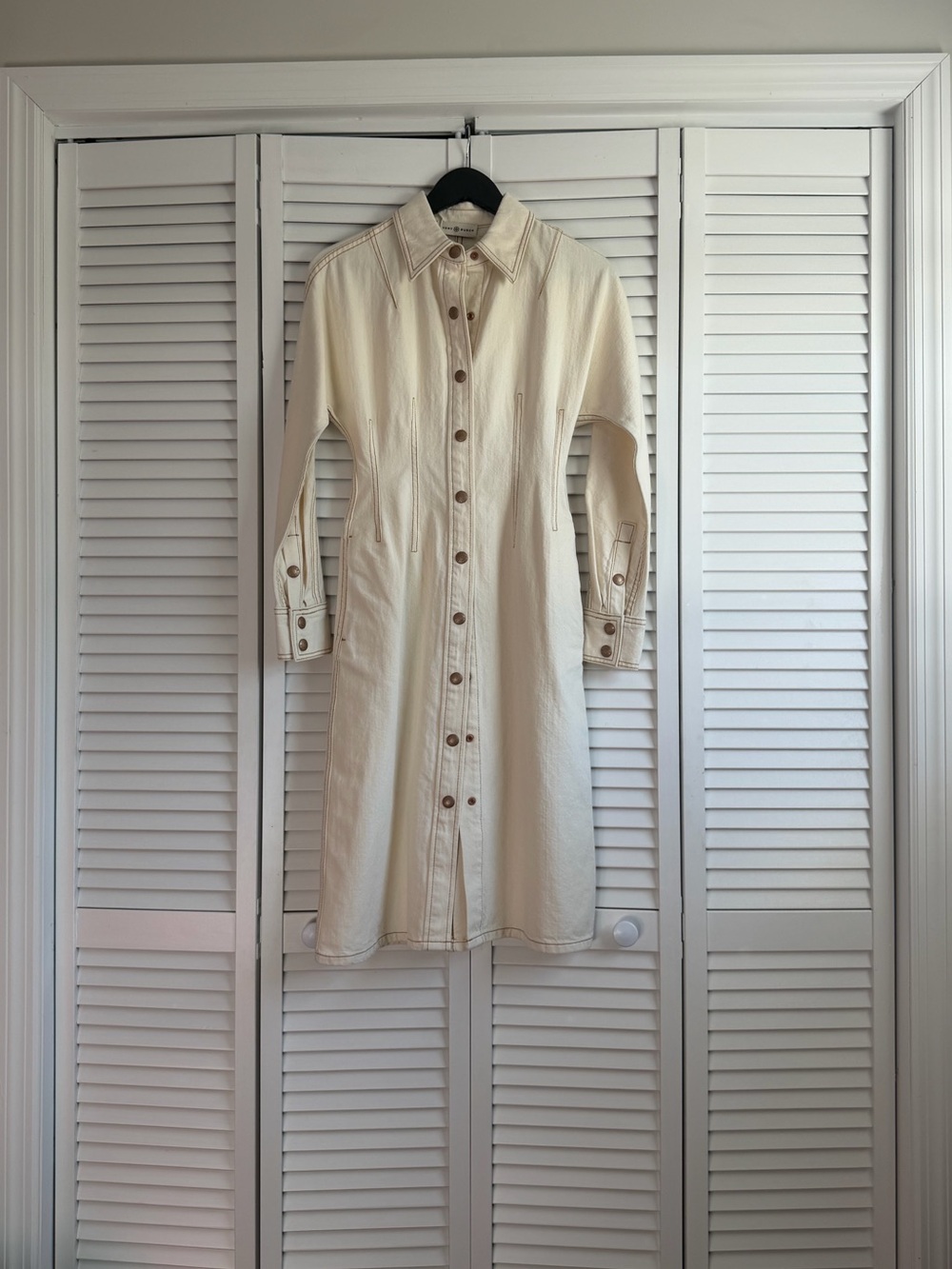 TORY BURCH Denim Shirt Dress in Ecru